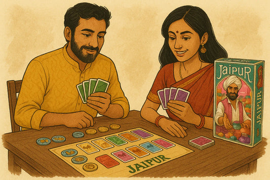 A couple playing a board game.